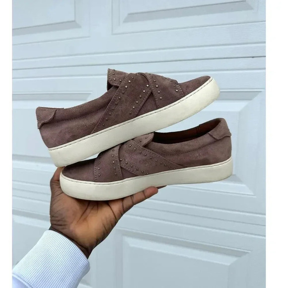 Frye Women's Velcro Slip On Nina Stud Slip Suede Sneakers in Dusty Rose Size 7.5 - Picture 11 of 11